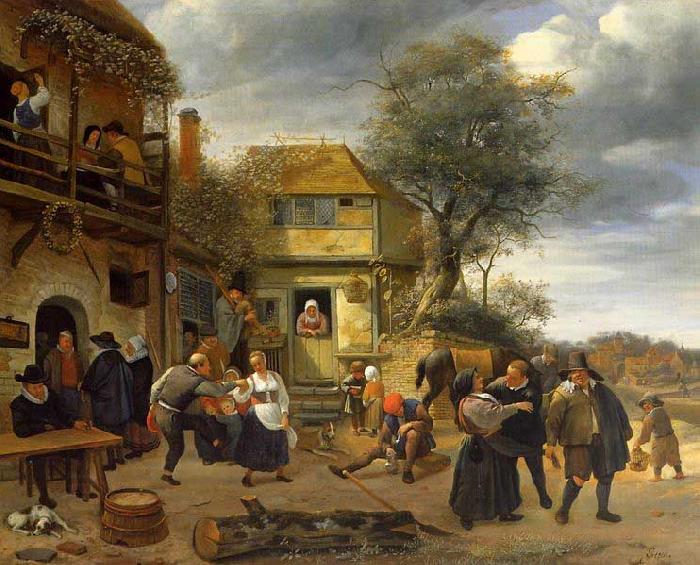 Jan Steen Peasants before an Inn oil painting picture
